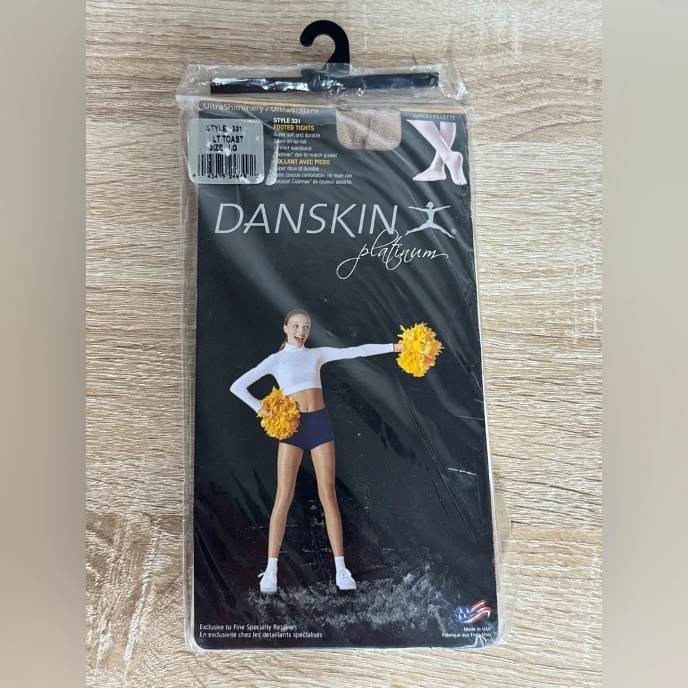 Danskin Platinum Footed Tights Ultra Shimmery Ultra Brilliant Girls Sz L(12-14)
